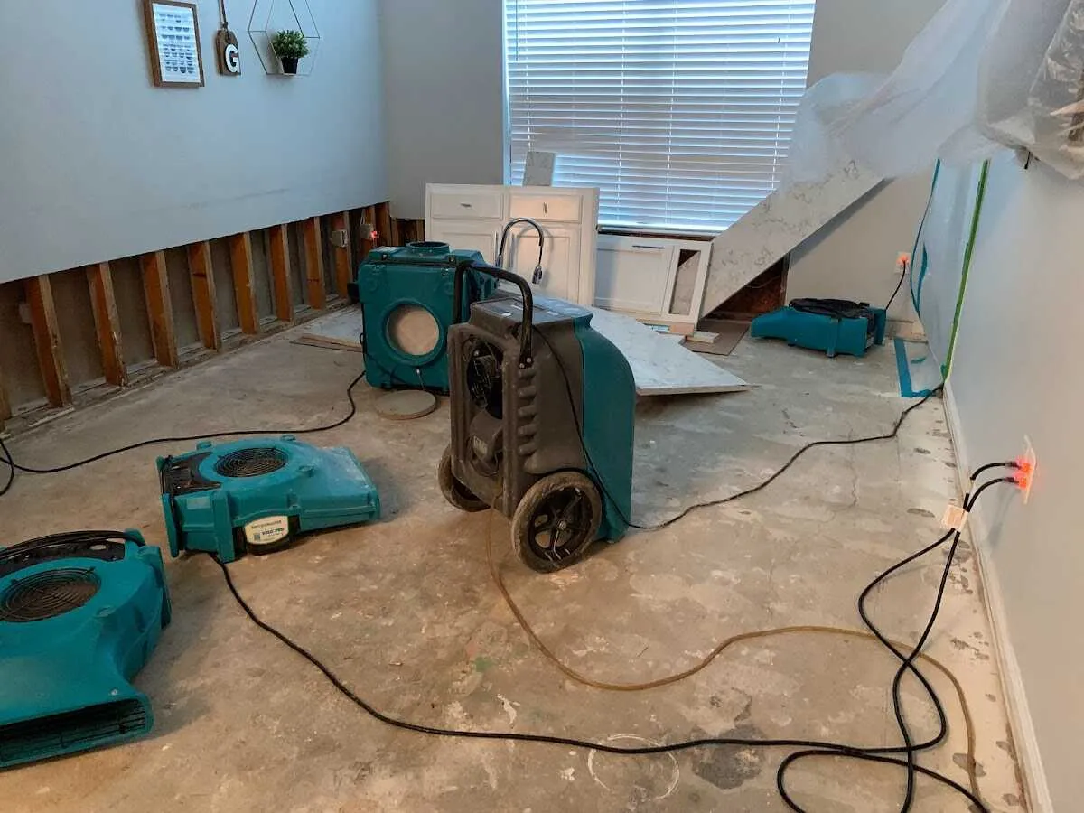 Dehumidifier in flood-cut room for Water Extraction & Removal in Kerrville